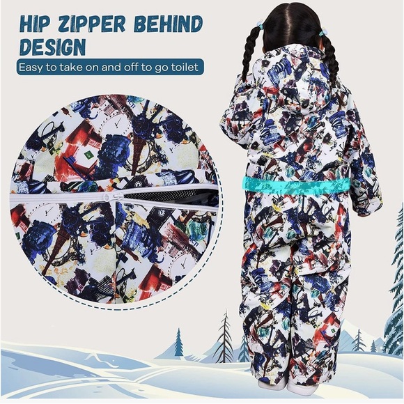 MCTi Kids Snow Suit One Piece Waterproof Ski Snowboard Jumpsuits Overalls Sz 5 T - Picture 14 of 17